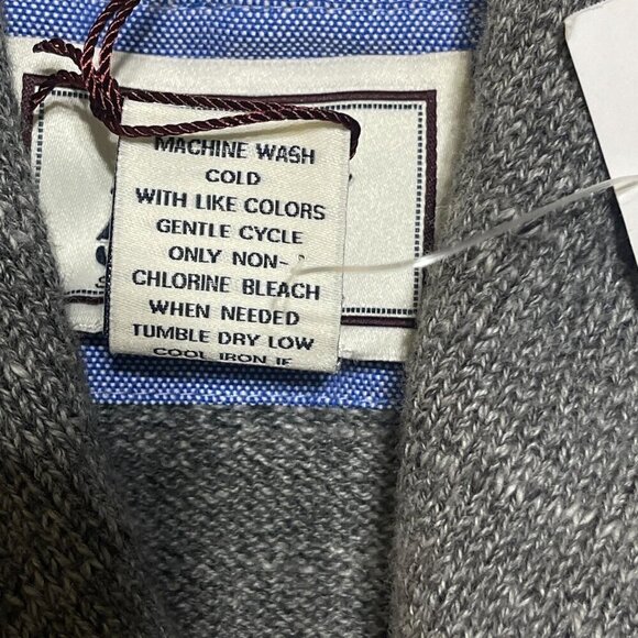 New Jos. A. Bank 1905 Men's Shawl Neck Sweater Gray Stripe Collar Size XXL Cotto - Picture 7 of 8